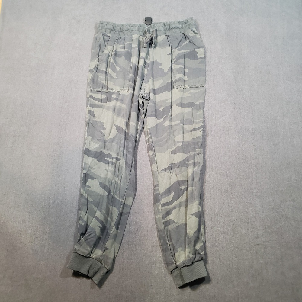 Splendid‎ Jogger Pants Womens Small Green Camo Rayon Drawstring Casual Cuffed